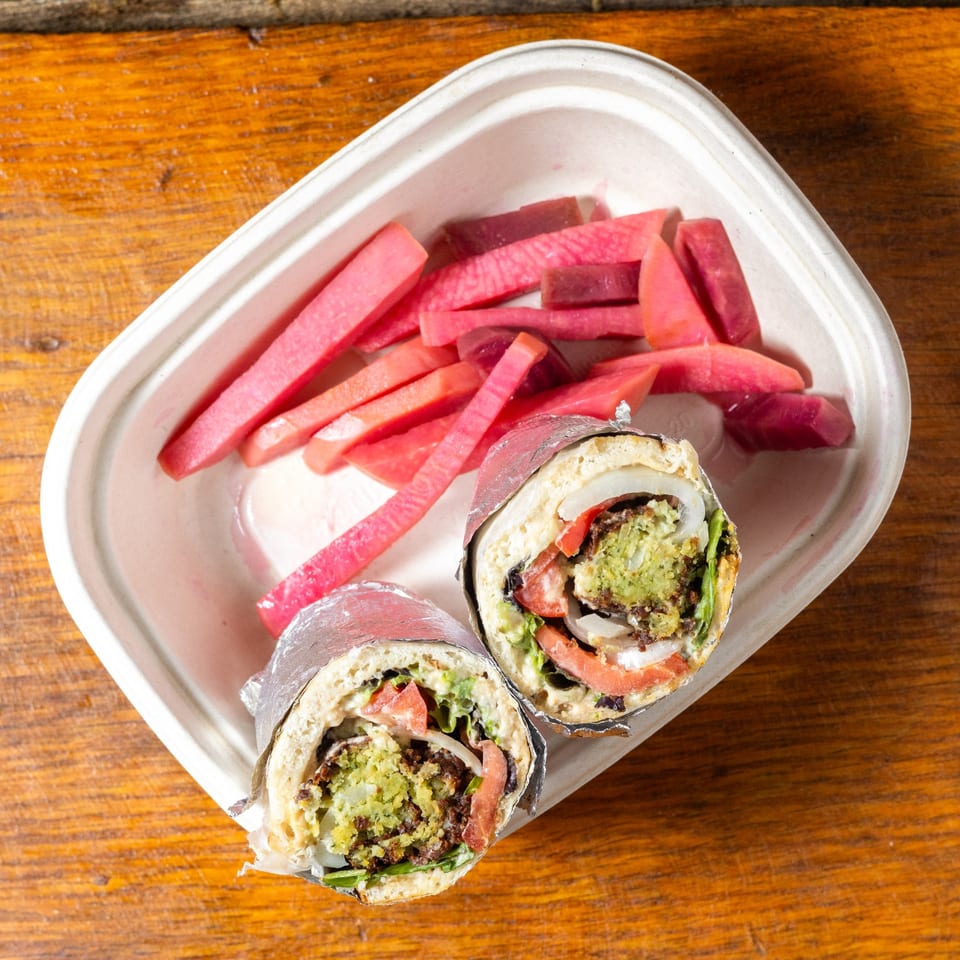 Falafel wrap with pickled vegetables